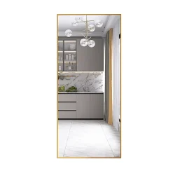 Fortuna lai Miroir sur Pied 180x80 cm, Cadre Aluminium Doré, Miroir Mural Moderne à Poser ou Suspendre* Miroir|Miroir