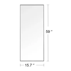 Fortuna lai Miroir sur Pied 150x40 cm, Cadre Aluminium Noir, Miroir Mural Moderne à Poser ou Suspendre* Miroir|Miroir