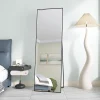 Simple Life Miroir sur Pied 150x40 cm, Cadre Aluminium Noir, Miroir Mural Moderne à Poser ou Suspendre* Miroir|Miroir