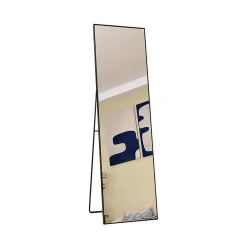 Simple Life Miroir sur Pied 140x40 cm, Cadre Aluminium Noir, Miroir Mural Moderne à Poser ou Suspendre* Miroir|Miroir