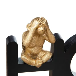 Atmosphera Créateur D'Intérieur Mot déco Singe - bois et résine - noir - 37 - 3x16 cm - Atmosphera* Statue Décorative