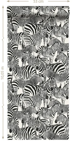 Best Origin Wallcoverings papier peint zèbres noir et blanc - 53 cm x 10.05 m - 347453