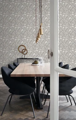 Best Origin Wallcoverings papier peint feuilles de palmier gris argileux - 53 cm x 10.05 m - 347439