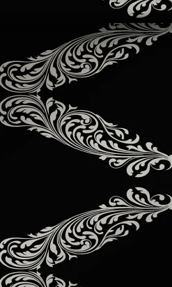 Best Origin Wallcoverings papier peint ornement noir mat et gris - 53 cm x 10.05 m - 345743