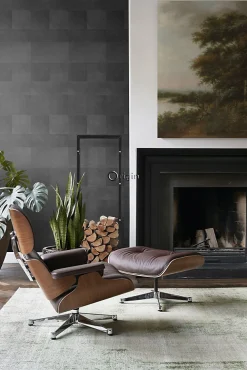 Discount Origin Wallcoverings papier peint intissé XXL motif de carrellages avec imitation cuir gris foncé - 50 x 837 cm - 357240