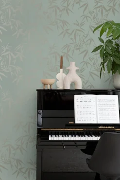 Clearance Origin Wallcoverings papier peint feuilles de bambou vert - 53 cm x 10.05 m - 347736