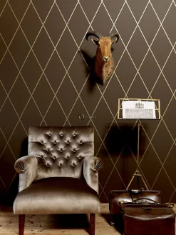 Best Origin Wallcoverings papier peint à carreaux brun mat et bronze brillant - 53 cm x 10.05 m - 345717