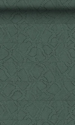 Clearance Origin Wallcoverings papier peint motif de carrellages avec imitation peau de serpent bleu canard - 53 cm x 10.05 m - 347788