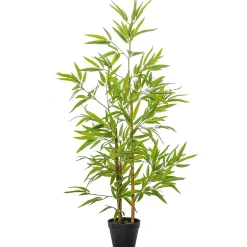 Sale Outsunny Bambou artificiel hauteur 1,2 m 369 feuilles denses réalistes pot inclus noir avec lichen vert