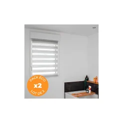Volet-Moustiquaire Pack éco de 2 stores Jour Nuit Gris H 150 cm x L 62 cm sans perçage* Store Enrouleur|Store Enrouleur Jour Nuit