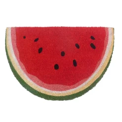 Outlet Ornami Paillasson d'entrée demi lune pastèque antidérapant en fibre de coco rouge L.60 x l.40cm