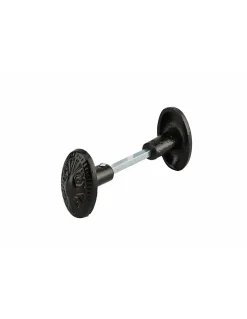 Thirard Paire de boutons ovoïdes pour porte d'entrée, carré 6x90mm, 1 portée, fonte peinte, noir -* Poignée Sur Plaque|Poignée De Porte Intérieure