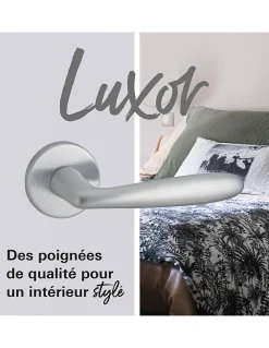 Discount Thirard Paire de béquilles Luxor pour porte, carré 7mm, chromé satiné -