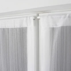 Discount Home Maison Paire de petits voilages à bande tissée (60x90 cm - Blanc)