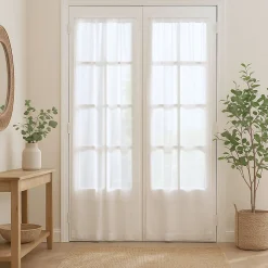 Discount Home Maison Paire de petits voilages droits finition passe tringle (70x220 cm - Blanc)