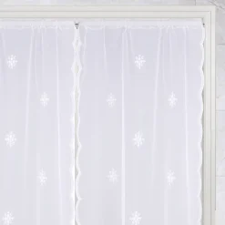 Best Home Trend Paire de petits voilages motif flocons (90x160 cm - Blanc)