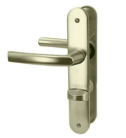 New Autres Paire de poignée porte toilette champagne aluminium à condamnation avec voyant 234 mm Bricard