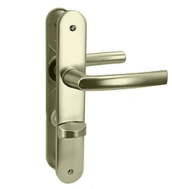 New Autres Paire de poignée porte toilette champagne aluminium à condamnation avec voyant 234 mm Bricard