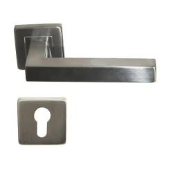 Clearance Klose Besser Paire de Poignées de Porte Carrées Sur Rosaces "Carrées" Inox 304 "NELLY" - +1 Paire de rosaces cylindre