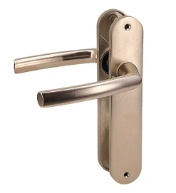 Autres Paire de poignées plaques aluminium champagne 234 mm Bricard pour porte intérieur sans clés* Poignée Sur Plaque
