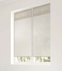 Clearance Linder Paire de vitrage en lin avec finition soignée point clair - 45x90cm - Ecru
