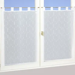 Discount Dylrev Paire de vitrage tamisant étamine à pattes effet fils coupés blanc L.90 x l.60cm