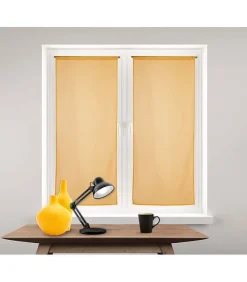 Outlet Linder Paire de vitrages unis - 60x140cm - Moutarde