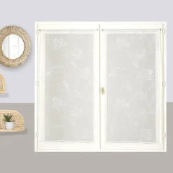 Discount Dylrev Paire de voilages arabesques en polyester 60x160 cm - Élégance naturelle pour votre intérieur