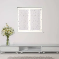 Sale Dylrev Paire de voilages brodés feuilles gris 60x160cm, finition passe-tringle.