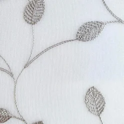 Sale Dylrev Paire de voilages brodés feuilles gris 60x160cm, finition passe-tringle.