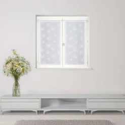 Sale Dylrev Paire de voilages brodés papillons 60x90cm - Rideaux élégants prêts à poser en blanc