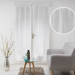 Clearance Douceur D'Intérieur Paire de voilages droits passe-tringle 2 x 70 x 200 cm Effet lin tissé Milza Blanc