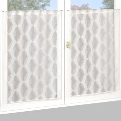 Outlet Dylrev Paire de Voilages Dévoré Blanc 60x90 cm avec Finition Passe-Tringle.