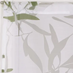 Discount Dylrev Paire de Voilages Dévoré Feuilles de Bambou 60x160cm - Finition Passe-Tringle, Vert.