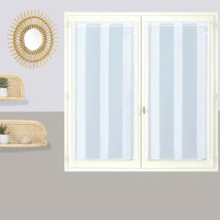 Best Dylrev Paire de voilages en étamine avec fines rayures - 45x120cm - Blanc - Prêts à Poser