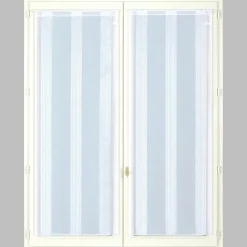 Best Dylrev Paire de voilages en étamine avec fines rayures - 45x120cm - Blanc - Prêts à Poser