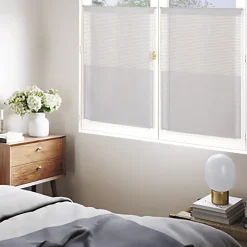 Clearance Dylrev Paire de voilages en étamine rayée pour fenêtres, 60x160 cm, gris perle.