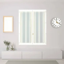 Discount Dylrev Paire de voilages en étamine ivoire avec fines rayures - 60x160cm, prêts à poser