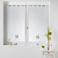 Paris Prix Paire de Voilages "Flamingo Pink" 60x90cm Blanc* Brise-Bise