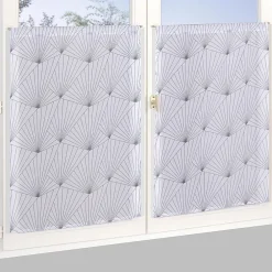 Best Dylrev Paire de Voilages Géométriques Gris 60x120cm avec Finition Passe-Tringle