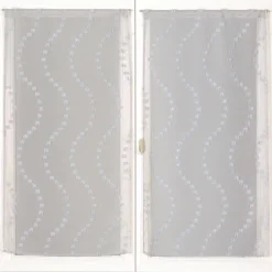 Sale Dylrev Paire de Voilages Gris à Petits Nœuds, Finition Passe-Tringle 60x160cm.