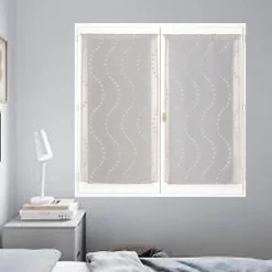 Discount Dylrev Paire de Voilages Gris avec Petits-Nœuds 60x120cm - Finition Passe-Tringle