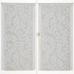 Best Dylrev Paire de voilages imprimés feuilles en gris, finition passe-tringle, dimensions 60x160cm