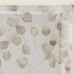 Clearance Dylrev Paire de Voilages Imprimés Feuilles Beige 60x90cm - Finition Passe-Tringle