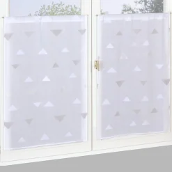 Best Dylrev Paire de Voilages Jacquard Beige Triangulaire 60x120cm - Finition Passe-Tringle