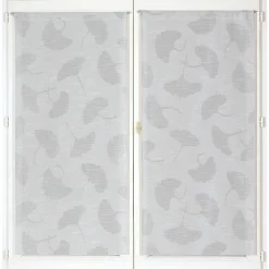 Clearance Dylrev Paire de Voilages Jacquard Fleurs de Ginkgo 60x120cm - Gris