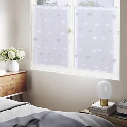 Discount Dylrev Paire de Voilages Jacquard Beige 60x160cm avec Motif Triangulaire et Finition Passe-Tringle