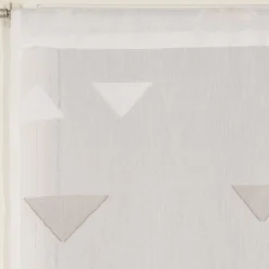 Discount Dylrev Paire de Voilages Jacquard Beige 60x160cm avec Motif Triangulaire et Finition Passe-Tringle