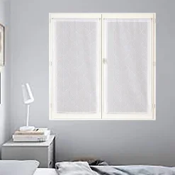 Clearance Dylrev Paire de Voilages Losanges en Polyester - Finition Passe-Triangle 60x90cm Blanc
