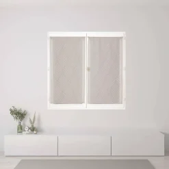 Sale Dylrev Paire de Voilages Reliefés à Motif Palmes en Gris - Finition Passe-Tringle 60x90cm